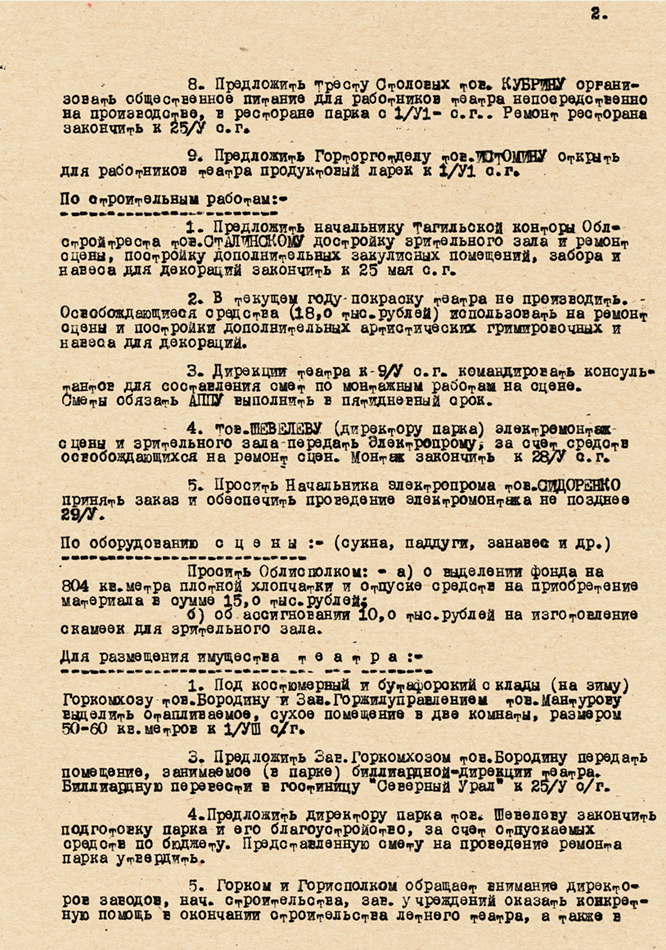 Решение совместного заседания Бюро городского комитета ВКП(б) и исполнительного комитета Нижнетагильского городского Совета депутатов трудящихся от 8 мая 1940 г. (НТГИА. Ф.70.Оп.2.Д.497.Л.154)