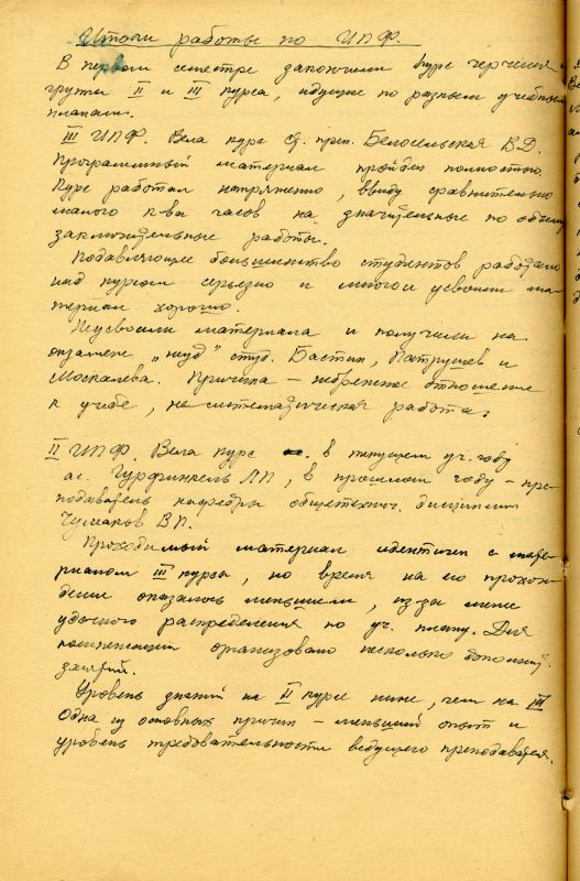Отчет о работе кафедры графики художественно-графического факультета за 1962 - 1963 учебный год. (НТГИА. Ф.212. Оп.1. Д.169. Л.150об) Отчет о работе кафедры графики художественно-графического факультета за 1962 - 1963 учебный год. (НТГИА. Ф.212. Оп.1. Д.169. Л.150об)