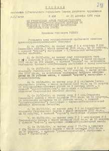 Решение исполнительного комитета Нижнетагильского городского Совета депутатов трудящихся от 31 декабря 1966 года № 436.(НТГИА. Ф.70. Оп.2. Д.978. Л.298)