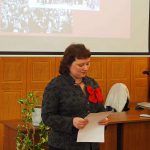 Т.А. Вязова, директор Нижнетагильского городского исторического архива, на открытии выставки "Восстанию с оружием в руках всегда предшествует восстание идей". 20.09.2017 г.
