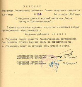 Решение исполнительного комитета Дзержинского районного Совета депутатов трудящихся от 24 октября 1962 года № 196. (НТГИА. Ф.402.Оп.1.Д.290.Л.160).
